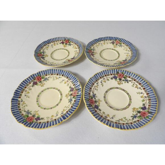 Royal Doulton The Vernon D2154 Saucers Set of 4 Floral Antique - Picture 1 of 7